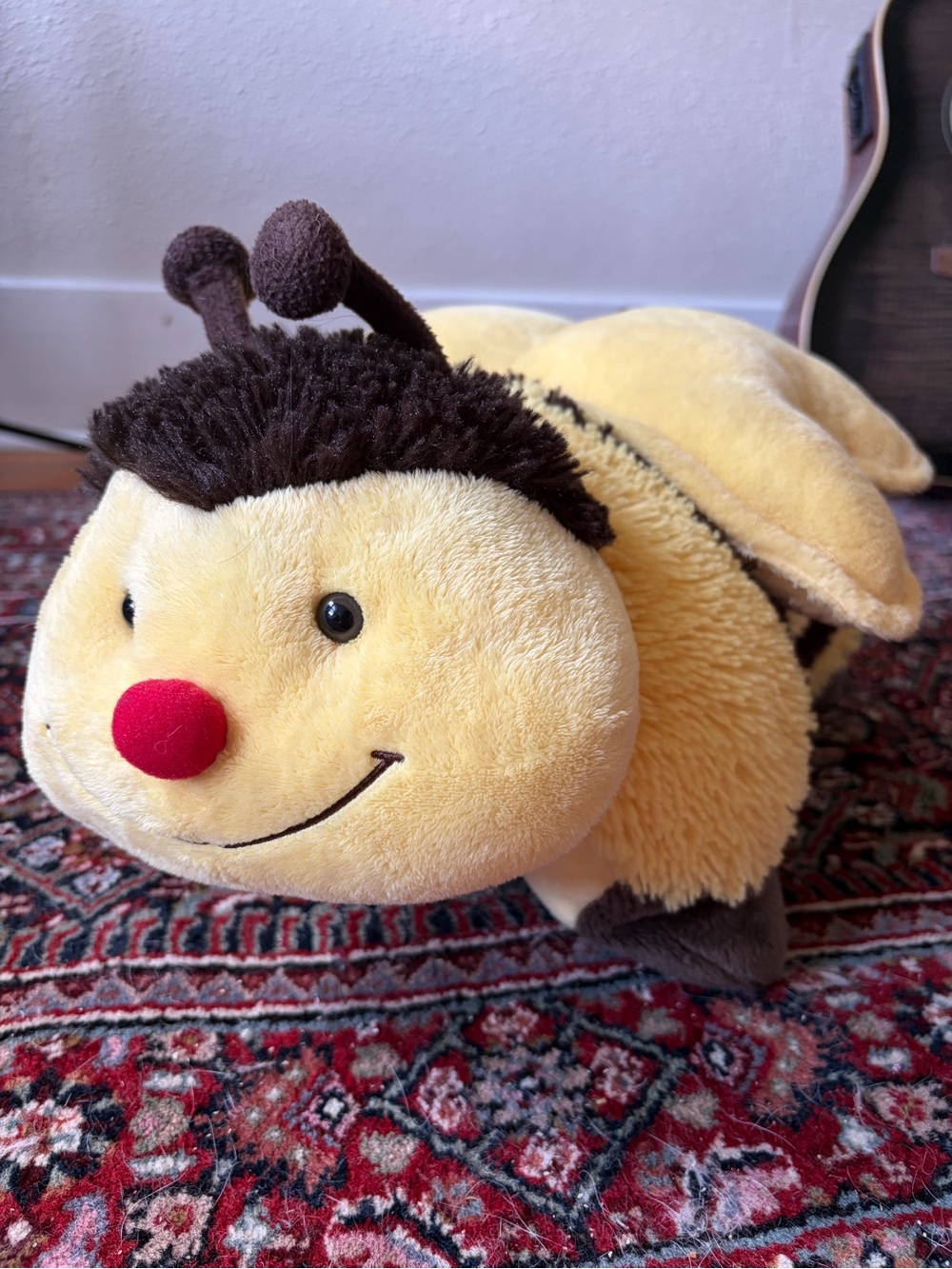 Pillow Pet Plush Bee Pillow Toy - Yellow with Brown & Red Accent